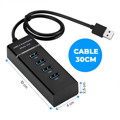 Adaptador Hub Usb 3.0 Pc Laptop De 4 Puertos Alta Velocidad