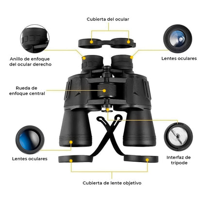 Binoculares Telescópicos Tacticos 20x50 Potente Hd Fijo