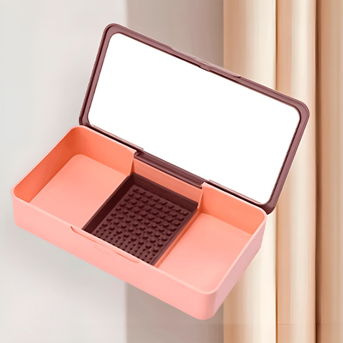 Caja Organizadora De Brochas Maquillaje Gran Capacidad Con Espejo