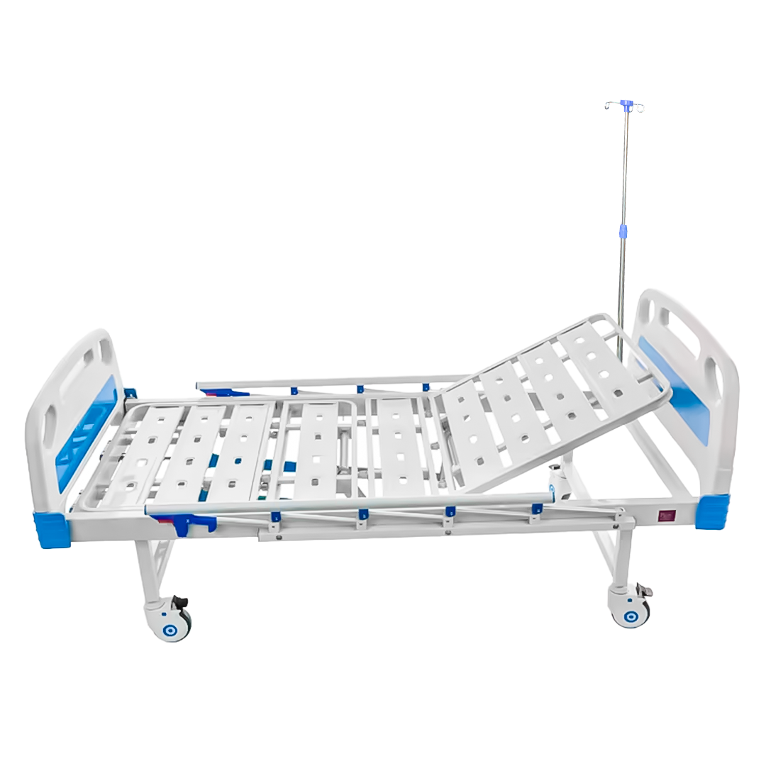 Cama Hospitalaria Manual 2 Posiciones Incluye Barandales + Porta Sueros +Colchon