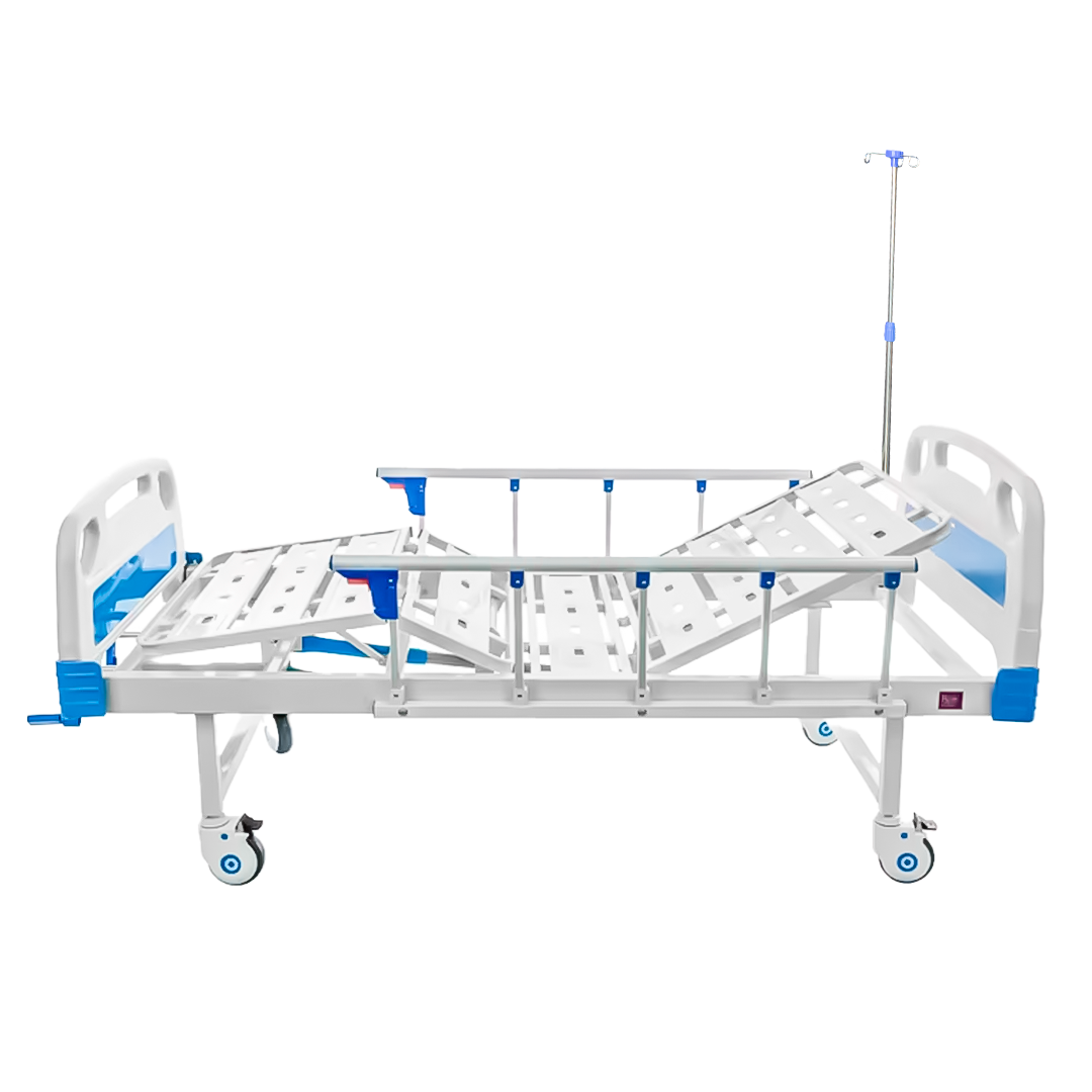 Cama Hospitalaria Manual 2 Posiciones Incluye Barandales + Porta Sueros +Colchon