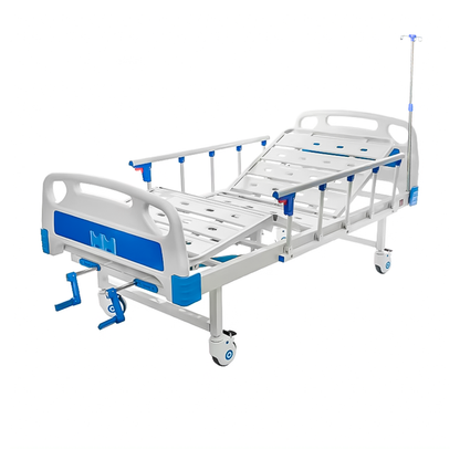 Cama Hospitalaria Manual 2 Posiciones Incluye Barandales + Porta Sueros +Colchon