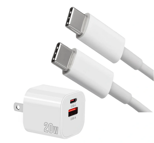 Cargador 20w EZRA HC120 Carga Rápida Android USB C + Cable 1m