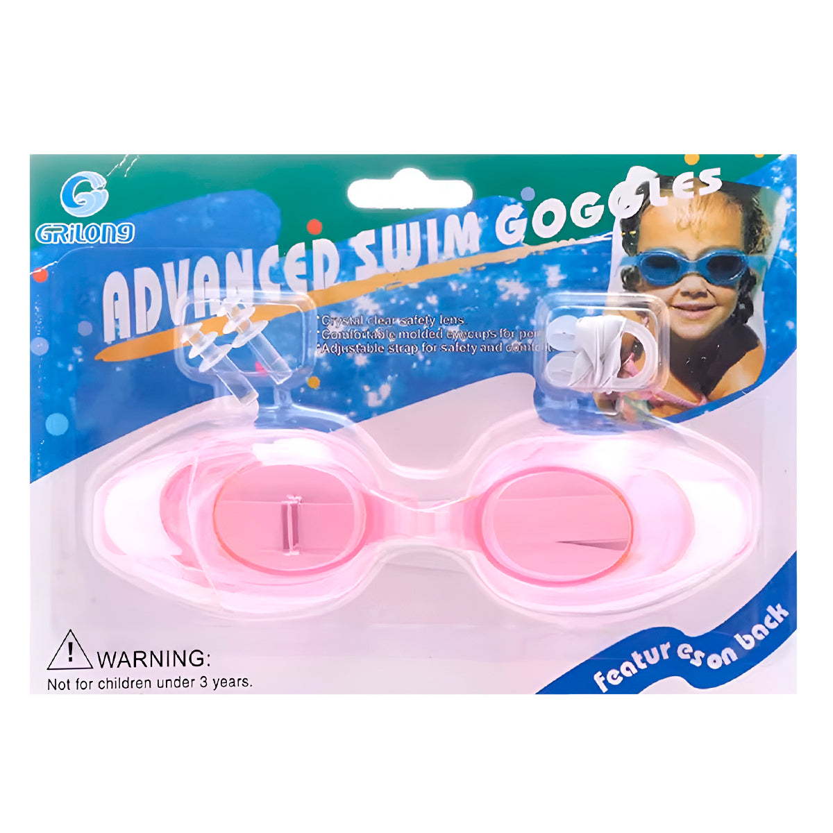 Gafas De Natacion Googles Infantil + Tapones De Oido + Clip Nasal