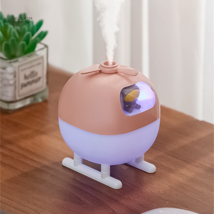 Humidificador Ambientador Aromaterapia Kawaii Con Luz Led Helicoptero H20