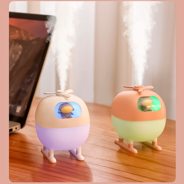 Humidificador Ambientador Aromaterapia Kawaii Con Luz Led Helicoptero H20