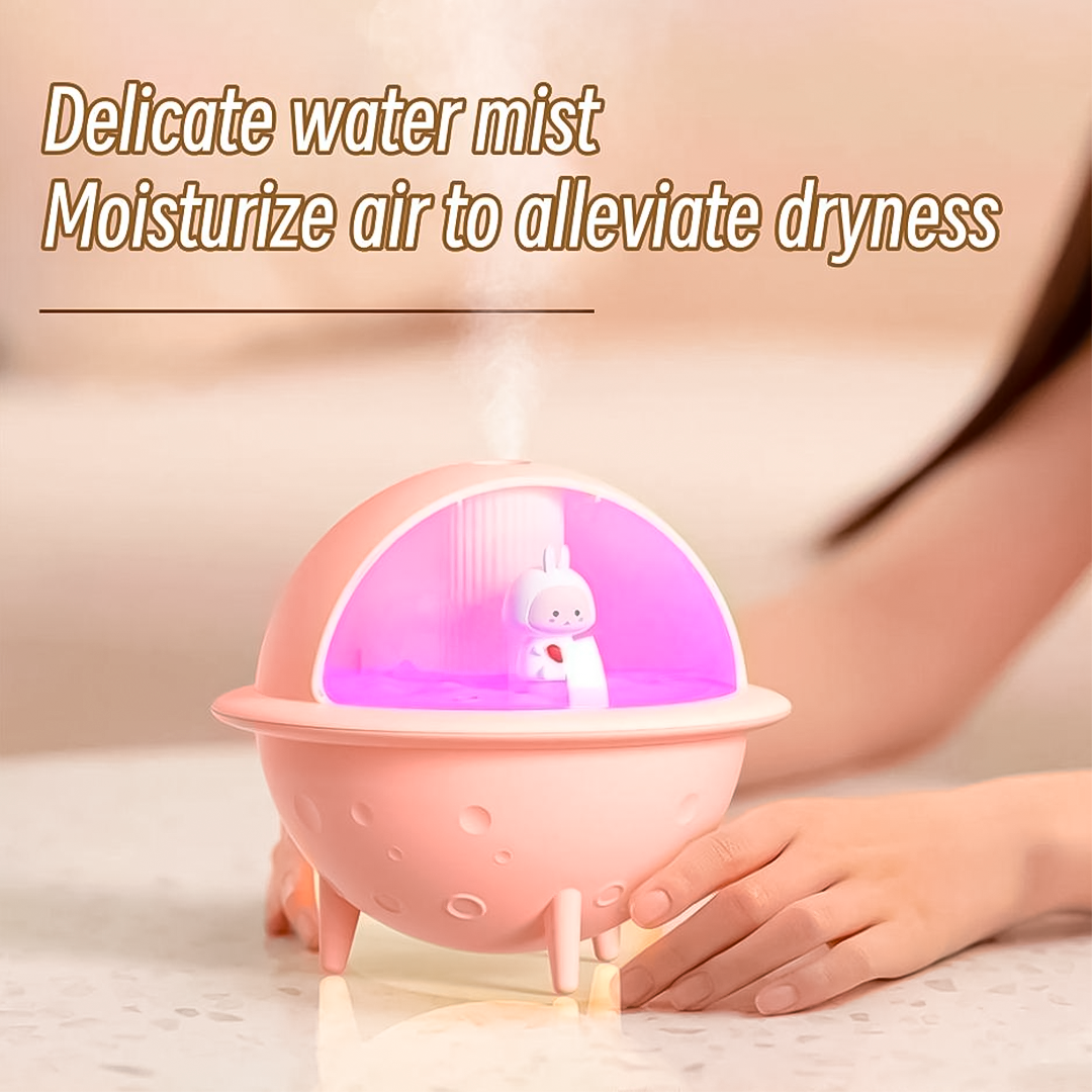 Humidificador Ambientador Aromaterapia Kawaii Con Luz Led Luna Astronauta