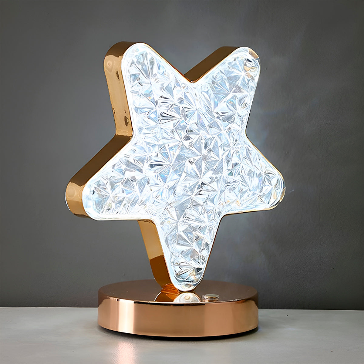 Lampara De Mesa Decorativa De Estrella Cristal Recargable