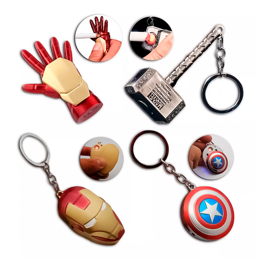 Llaveros Encendedores Recargables Vengandores Marvel Capitan America Iron-Man Thor