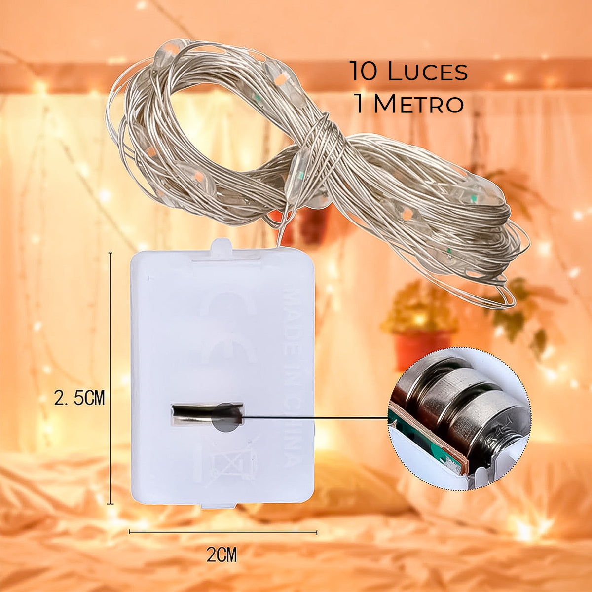 Luz Led De Hadas Luces Impermeables Cuerda De Alambre Blanca O Amarilla