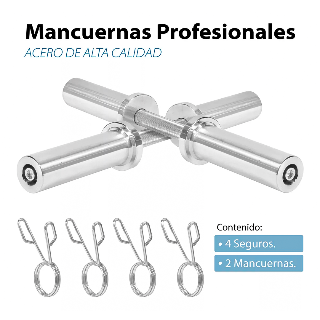 Mancuernas Olimpicas 52cm Incluye Seguros Soporta 200lbs