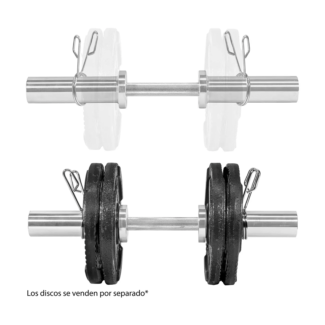 Mancuernas Olimpicas 52cm Incluye Seguros Soporta 200lbs