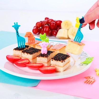 Mini Tenedor De Fruta Kawaii De Animales 10 Piezas