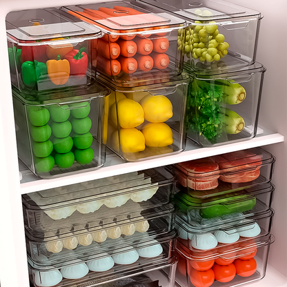 Organizador Envase Contenedor De Alimento Con Tapas Herméticas De Plástico Cocina Refrigerador