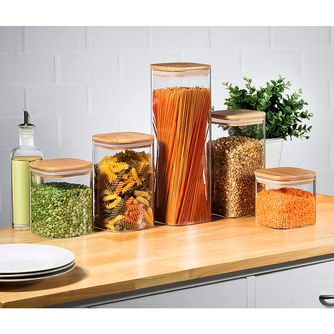 Organizador Envase Contenedor De Alimento Rectangular Con Tapas Herméticas De Plástico