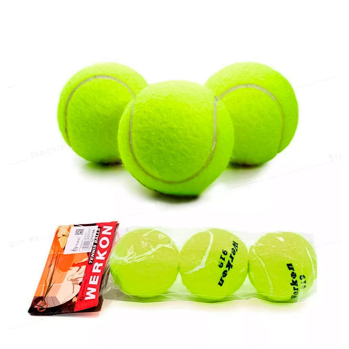 Set X 3 Pelotas De Tenis Werkon 919 Principiantes Verde