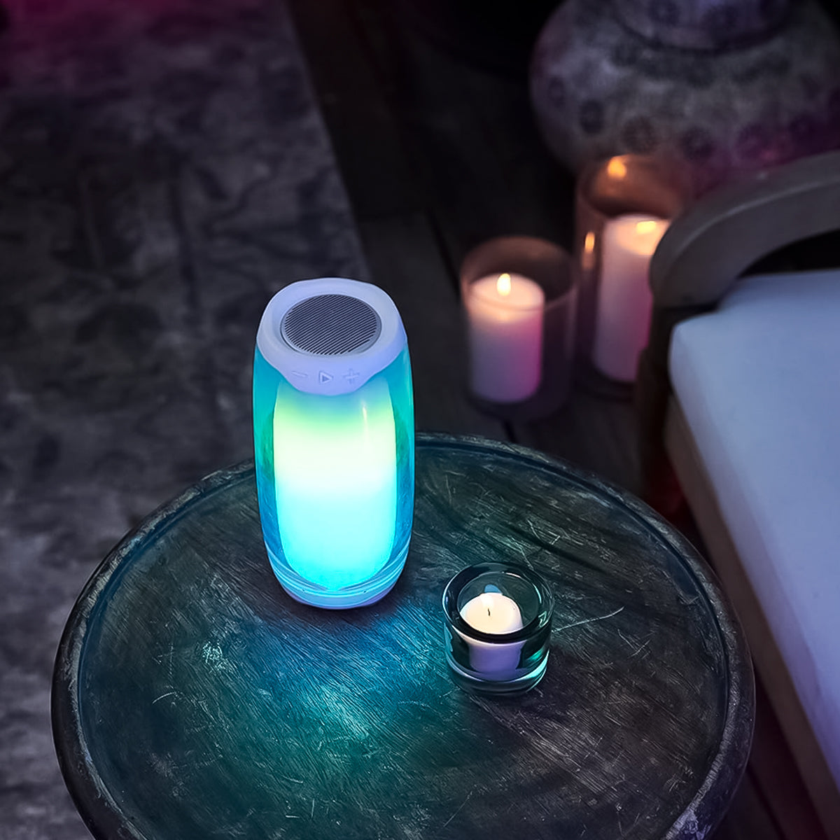 Parlante Bluetooth Pulse 4 Luces Led 360° Con Micrófono Excelente Sonido