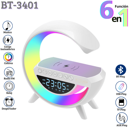 Parlante G 6 En 1 Bluetooth Despertador Luz Led Inteligente