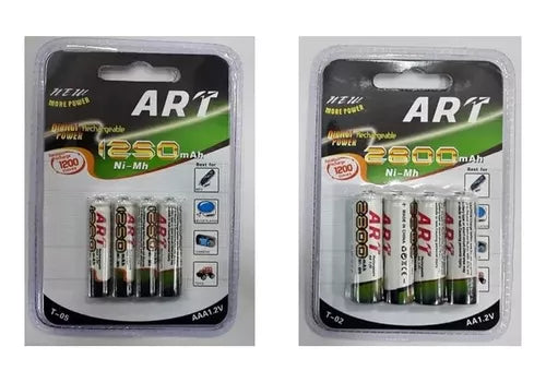 Pilas AAA / AA Recargables x4 Unidades 1250/2800 Mah 1.2v