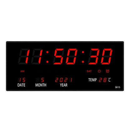 Reloj Digital Led De Pared Temperatura Hora Fecha 36x17cm