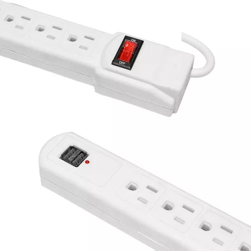 Regleta Extension Regulador De Voltaje 110V 6 Tomas + USB