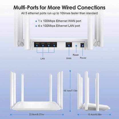 Repetidor Router 6 Antenas Wifi Doble Banda 2.4 5G