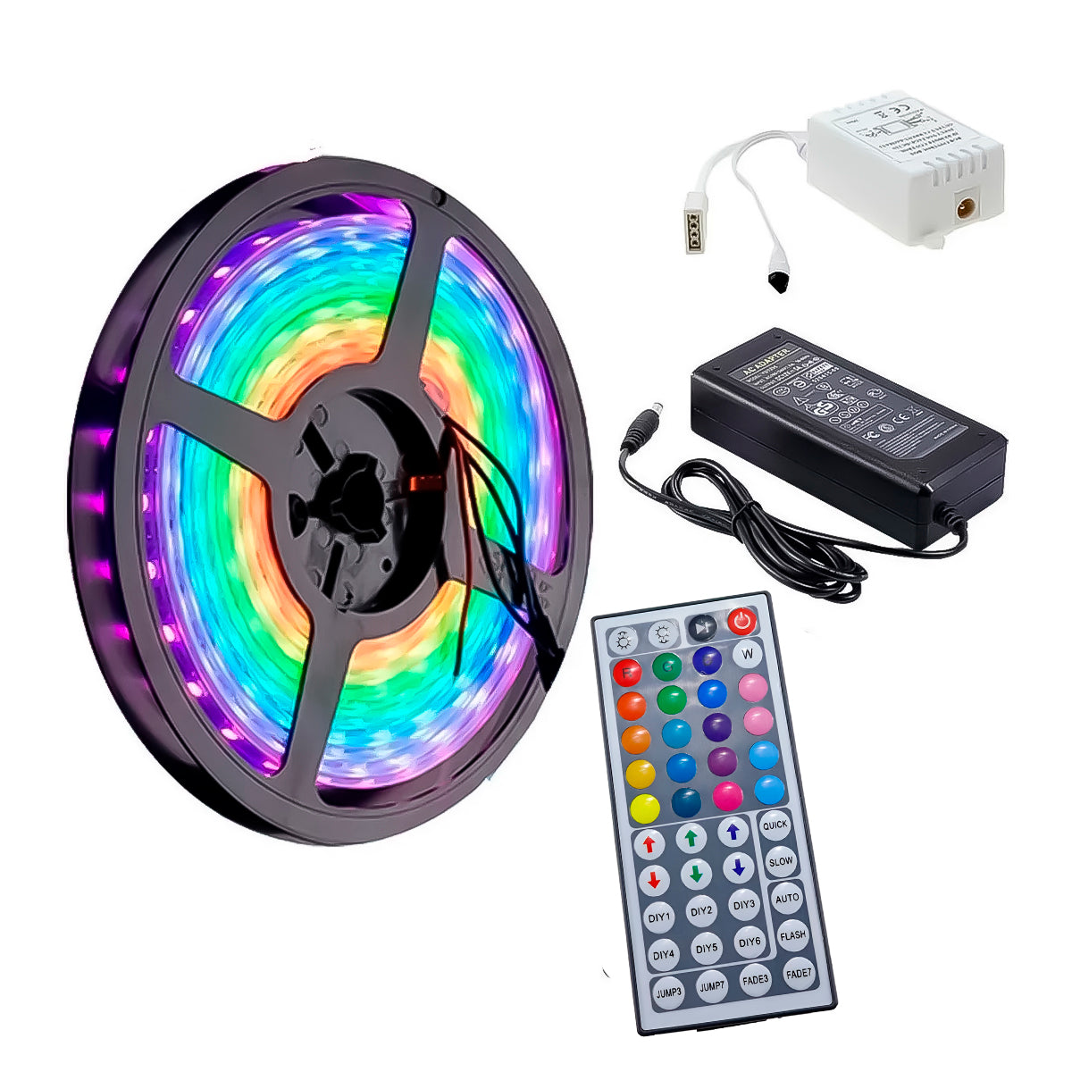 Tira De Luz Led 5050RGB De 5 Metros + Fuente + Control