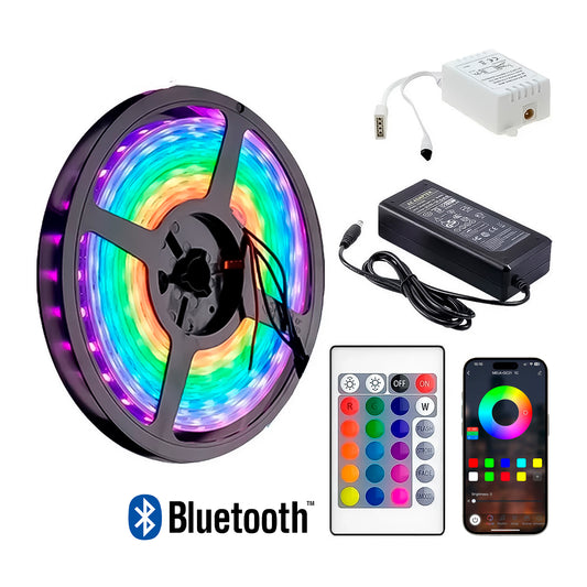 Tira De Luz Led Bluetooth De 5 Metros + Fuente + Control